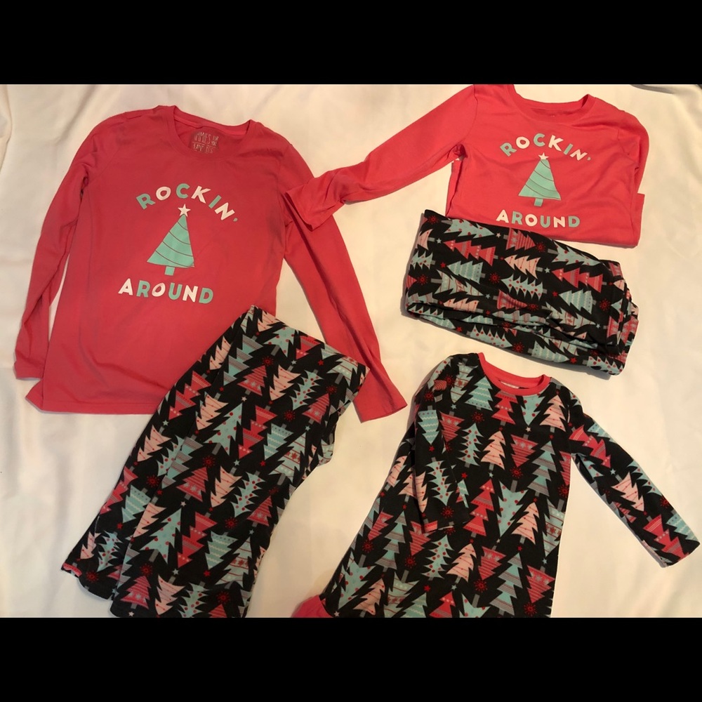 Matching Christmas family pajamas.